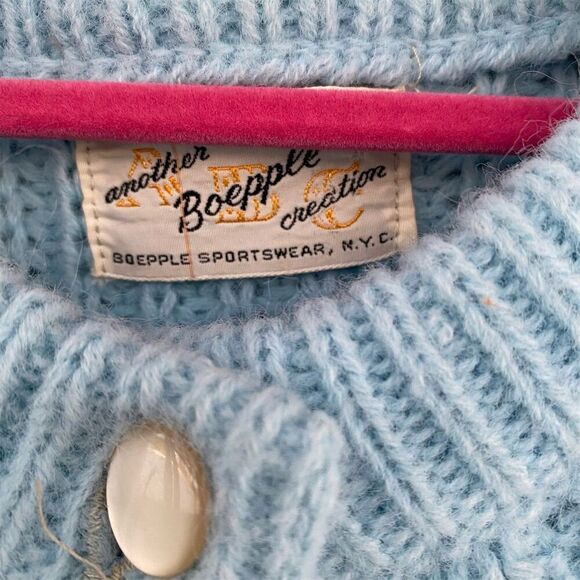 Vintage Boepple Women's Cardigan Sweater M Light Blue Knit - Picture 6 of 13